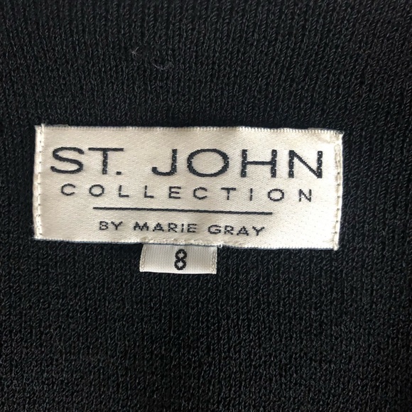 Women's St. John Collection By Marie Gray Black/White Striped Wool+ Sweater. 8 - Picture 15 of 16